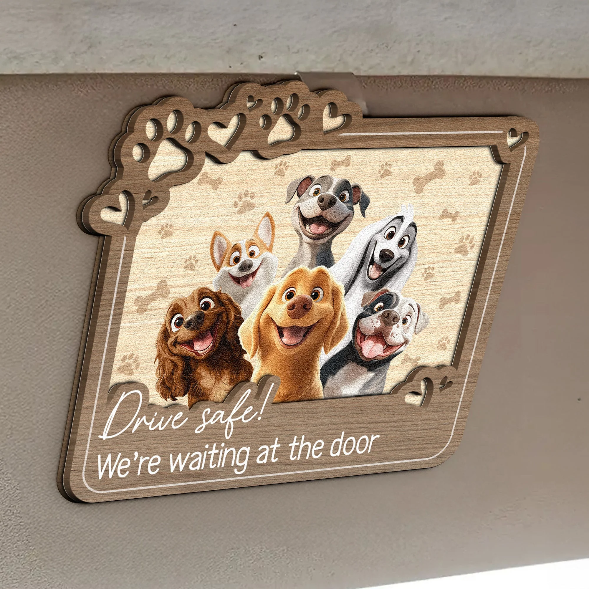 Drive Safe, We’re Waiting – Personalized Dog-Themed Car Visor Clip for Pet Owners - Image 5
