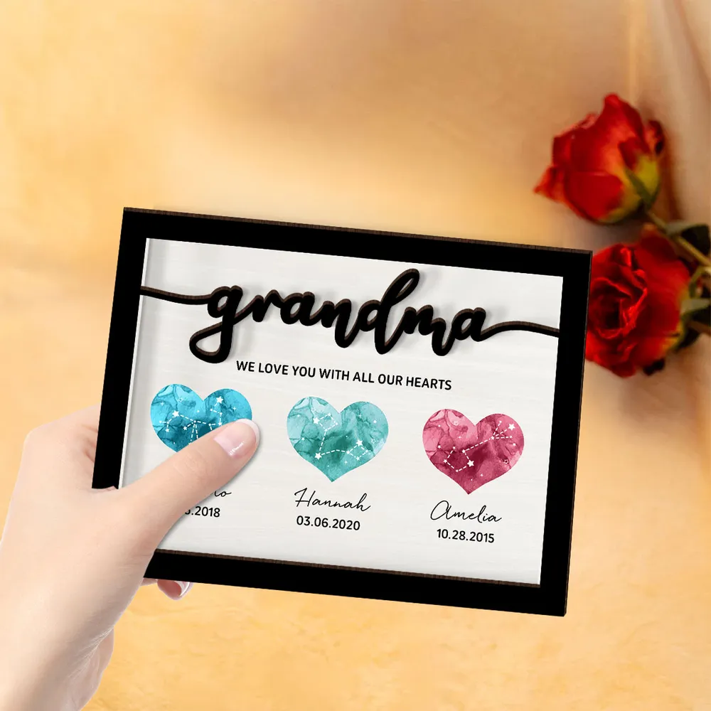 Sentimental LED Wooden Plaque for Grandma or Mom – Illuminated Family Heart Design with Personalizable Names & Dates - Perfect for Family Gifts - Image 6