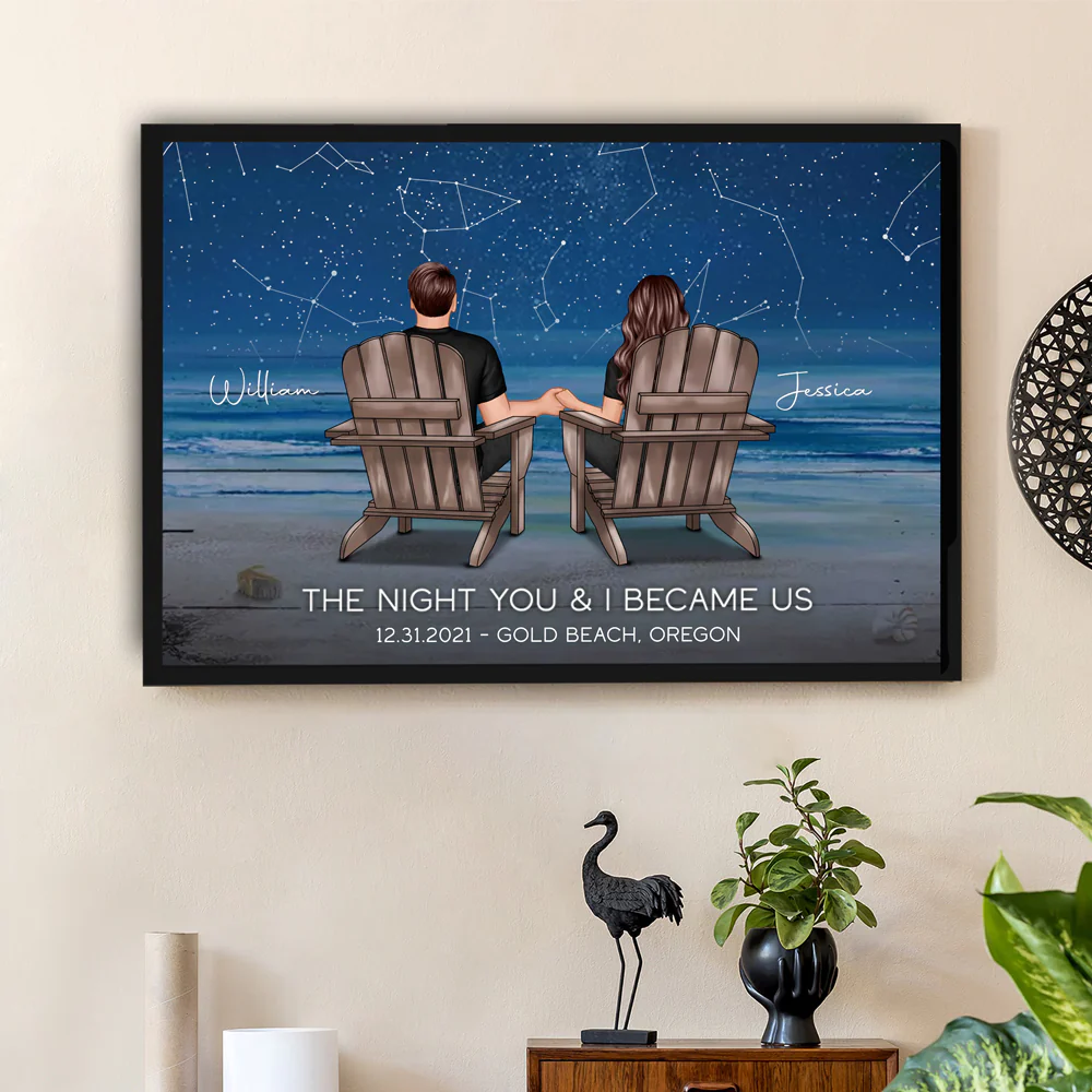 Personalized Poster of Our Starry Night – Custom Couple Poster – ‘The Night You & I Became Us’ – Ideal Gift for Lovers, Wedding, or Anniversary - Image 2