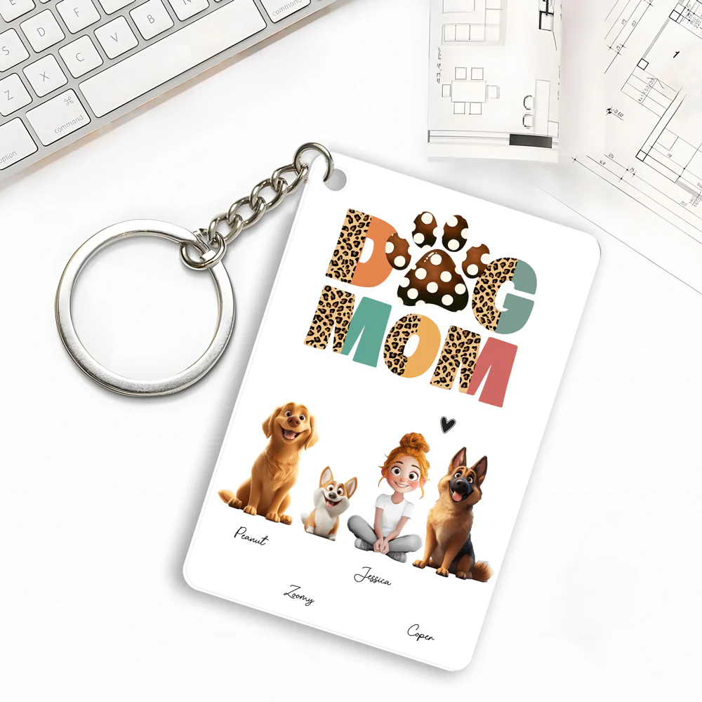 Cartoon Dog Mom Custom Keychain – A Unique Surprise for Mother's Day, Valentine's Day, or Pet Lovers - Image 2