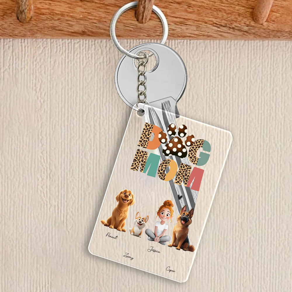 Cartoon Dog Mom Custom Keychain – A Unique Surprise for Mother's Day, Valentine's Day, or Pet Lovers - Image 3