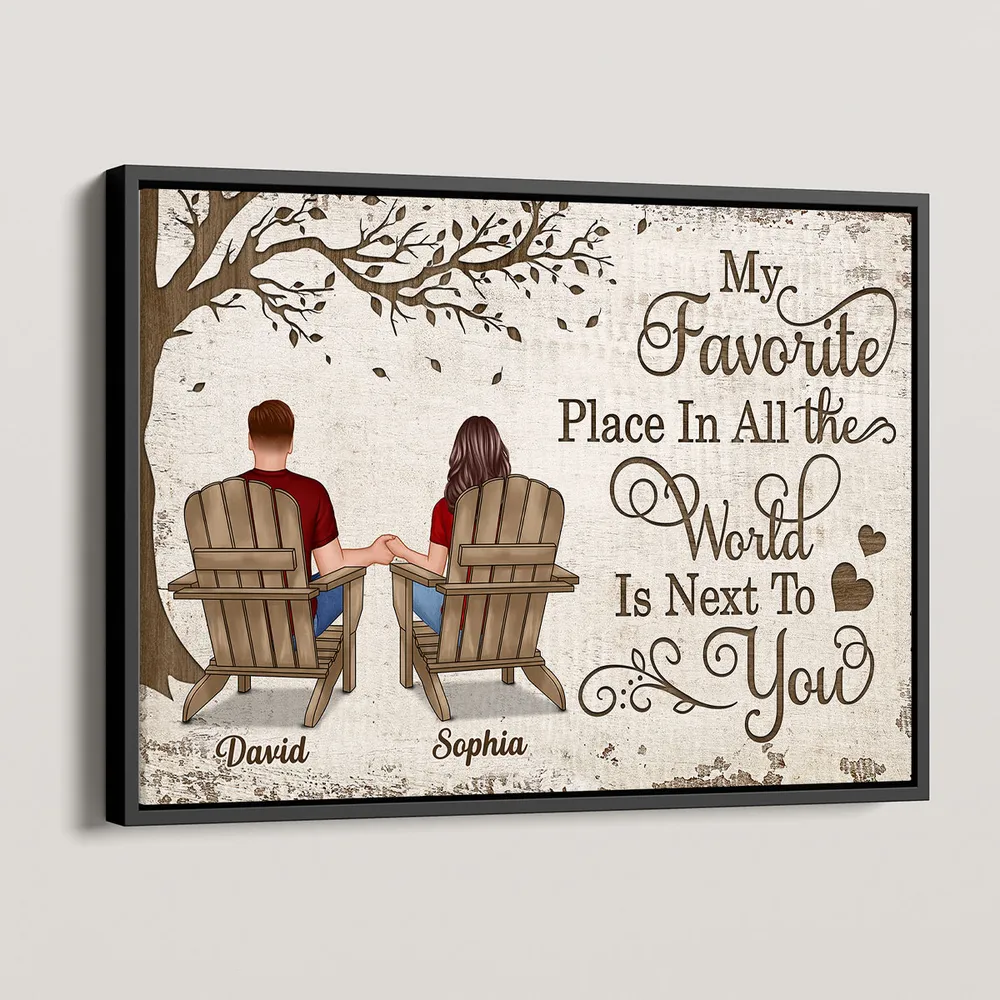 Back View Couple Sitting Under Tree – Personalized Poster, Keychain, Plaque, Pillow & More, Anniversary Gift for Him or Her - Image 3
