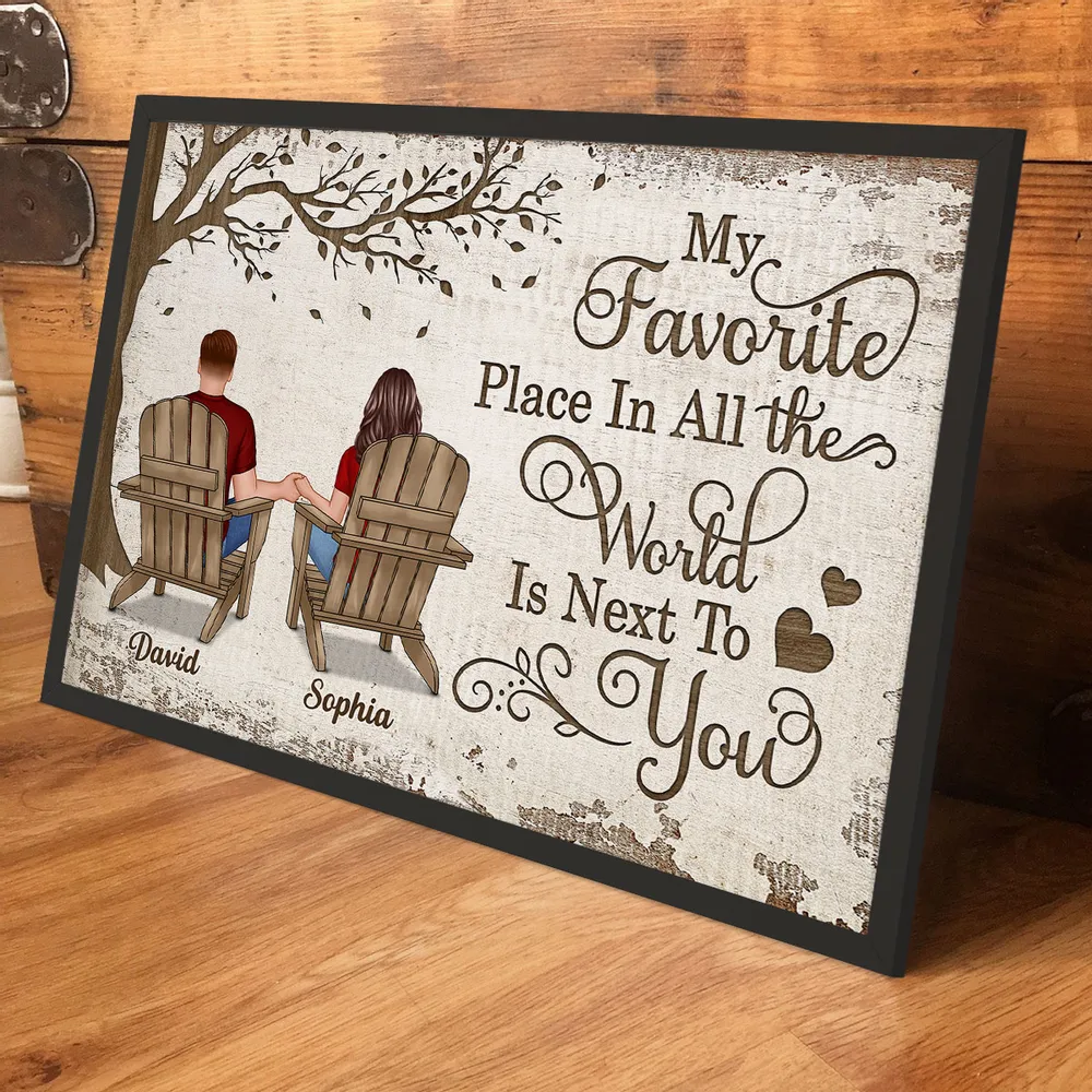 Back View Couple Sitting Under Tree – Personalized Poster, Keychain, Plaque, Pillow & More, Anniversary Gift for Him or Her - Image 6