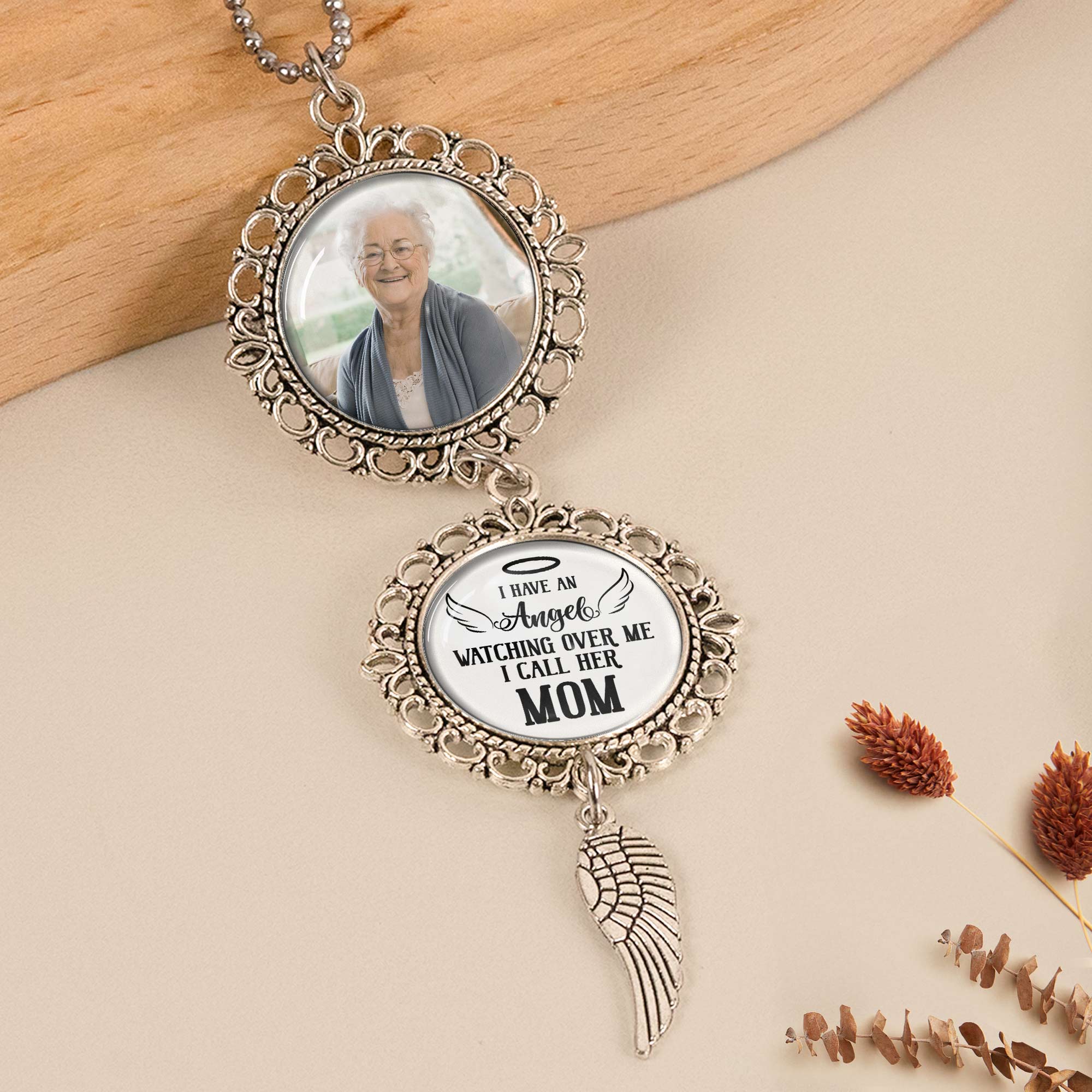 Personalized Car Ornament – 'I Have an Angel Watching Over Me' with Custom Photo and Wing – Heartfelt Gift for Mother’s Day, Family and Car Decor - Image 8