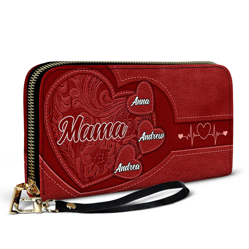 Custom Leather Wallet – Beautiful Leather Long Wallet with Heartfelt Grandkids' Names – The Perfect Gift for Grandma - Image 5