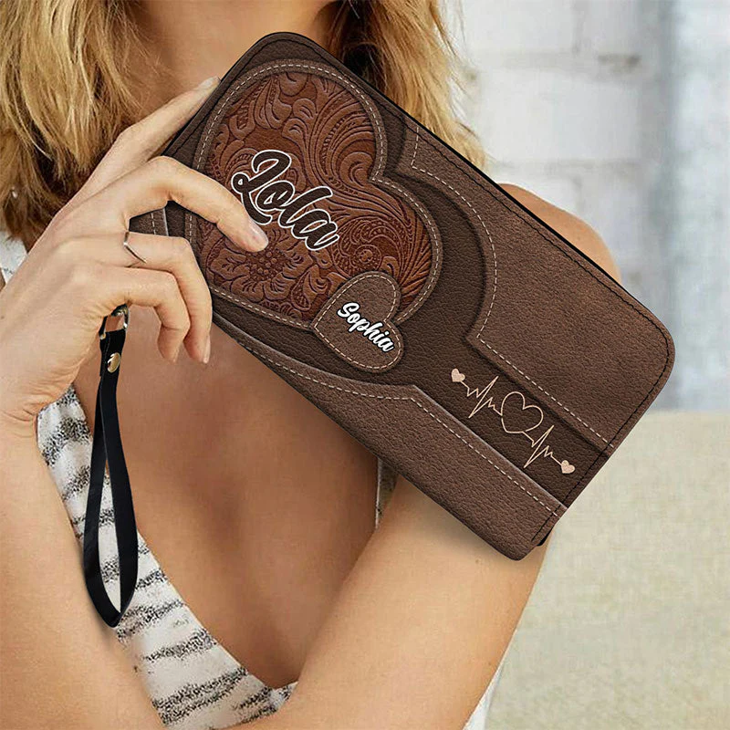 Custom Leather Wallet – Beautiful Leather Long Wallet with Heartfelt Grandkids' Names – The Perfect Gift for Grandma - Image 6