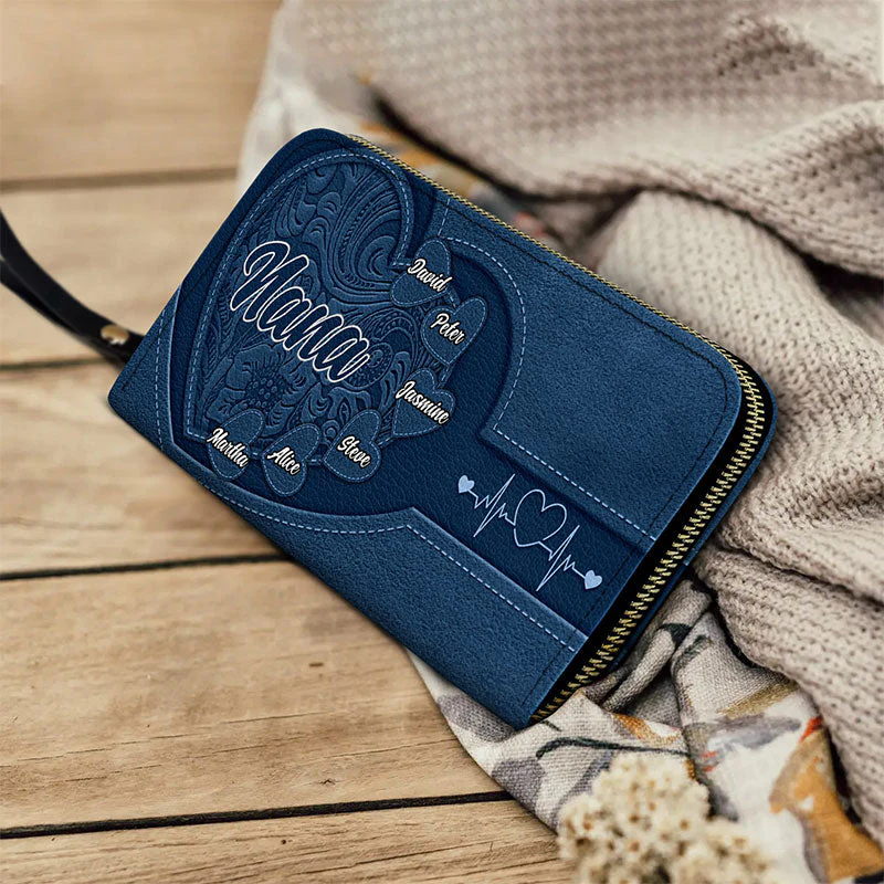 Custom Leather Wallet – Beautiful Leather Long Wallet with Heartfelt Grandkids' Names – The Perfect Gift for Grandma - Image 7
