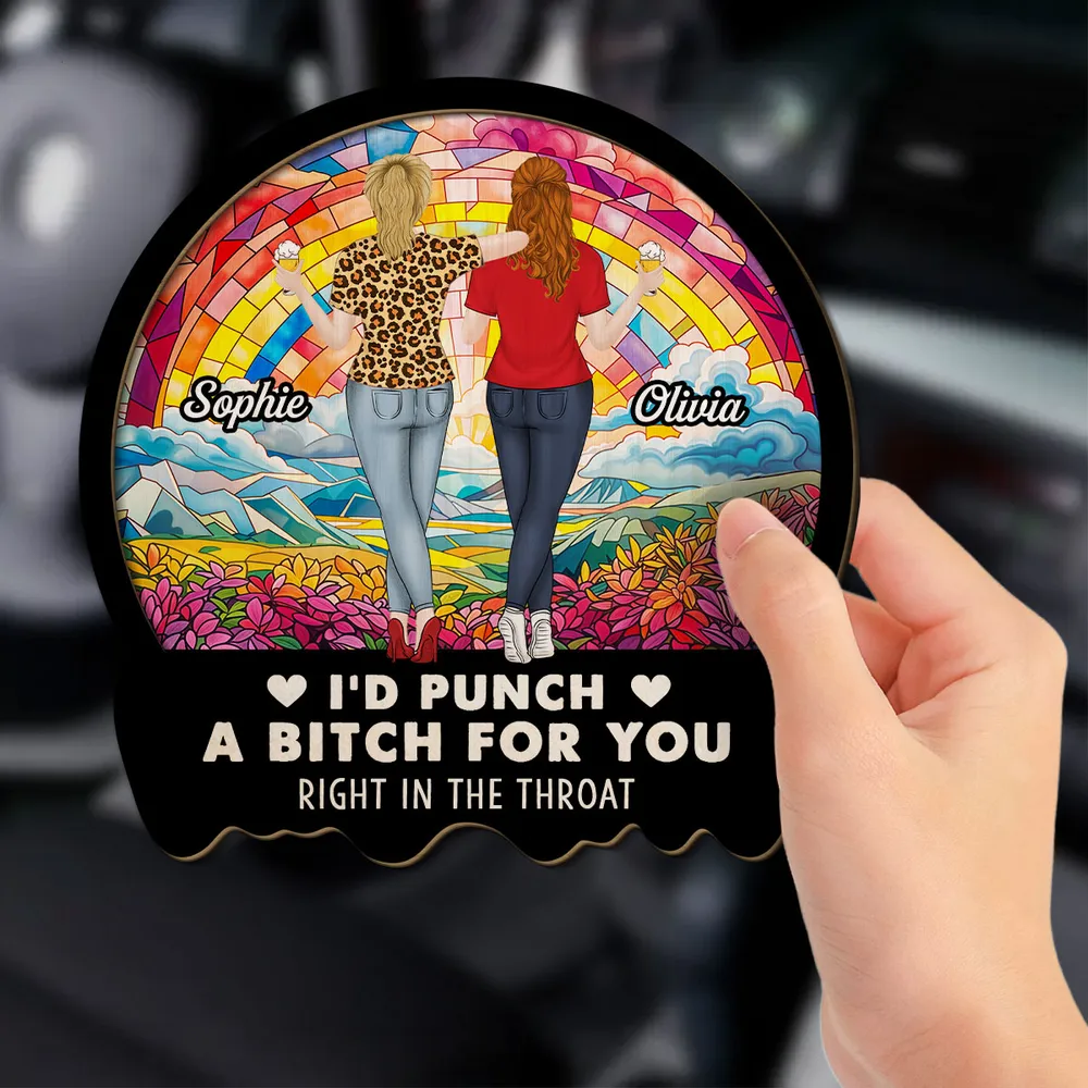 Best Friend Car Hanger – 'I'd Punch a B*h for You' – Funny and Meaningful Visor Clip for Sisters & Close Friends - Image 6