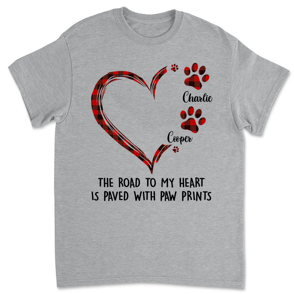 Personalized Pet Lover T-Shirt – The Road to My Heart is Paved with Paw Prints – The Perfect Gift for Pet Owners - Image 3