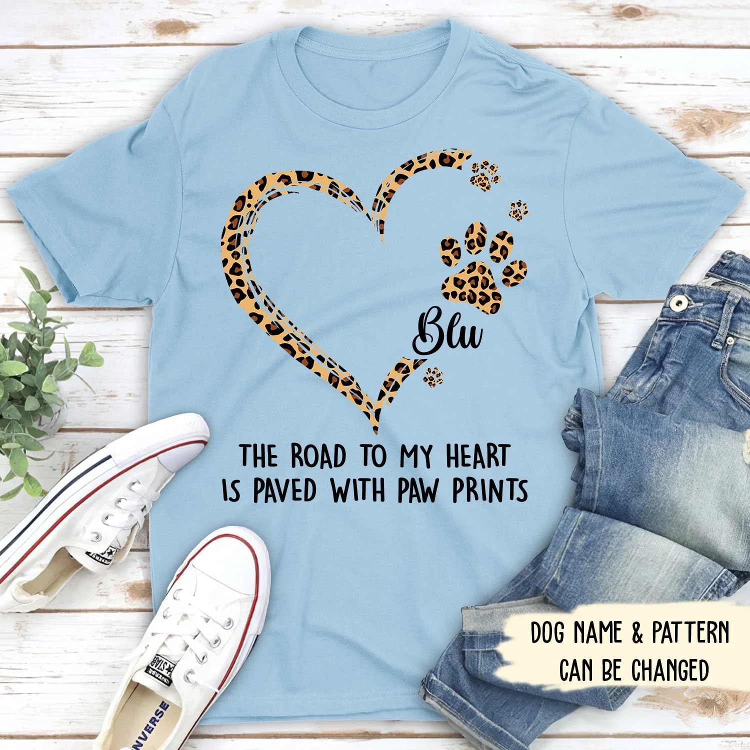 Personalized Pet Lover T-Shirt – The Road to My Heart is Paved with Paw Prints – The Perfect Gift for Pet Owners - Image 4