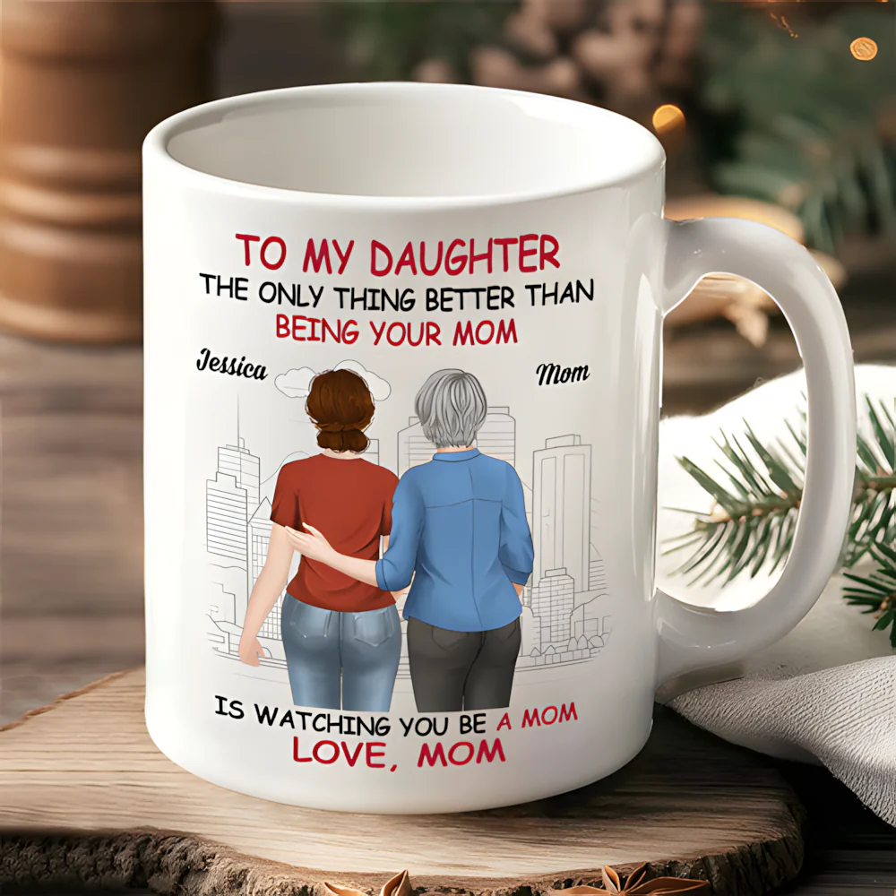 To My Daughter – Father or Mother & Daughter Back View Mug, Keychain, Canvas & More, A Heartfelt Gift from Dad or Mom for Mother’s Day or Birthday - Image 2