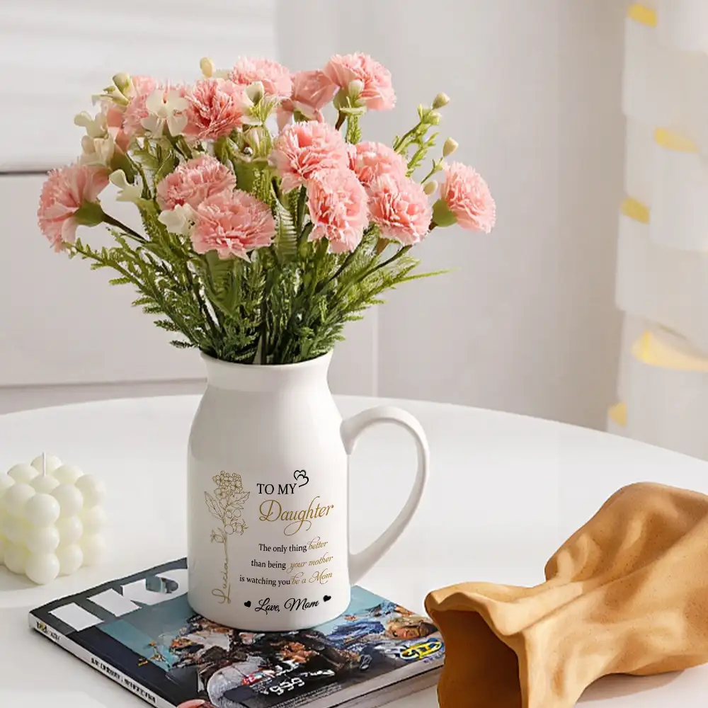 Personalized Handled Vase & Ceramic Mug - Heartfelt Gift for Daughter from Mom – Elegant Keepsake for Mother's Day & Special Occasions - Image 4