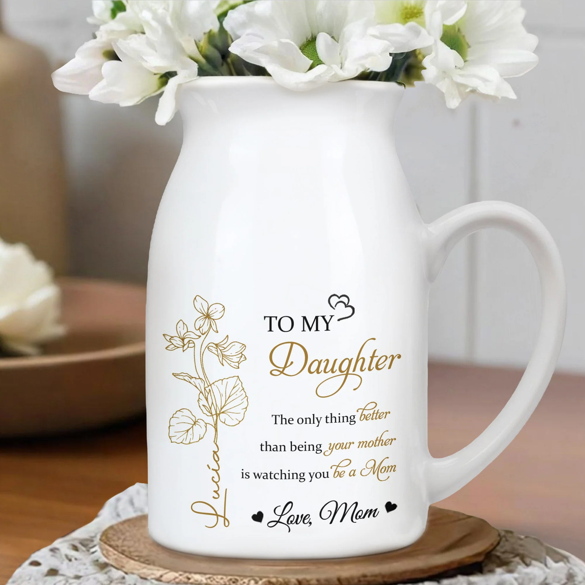 Personalized Handled Vase & Ceramic Mug - Heartfelt Gift for Daughter from Mom – Elegant Keepsake for Mother's Day & Special Occasions - Image 7