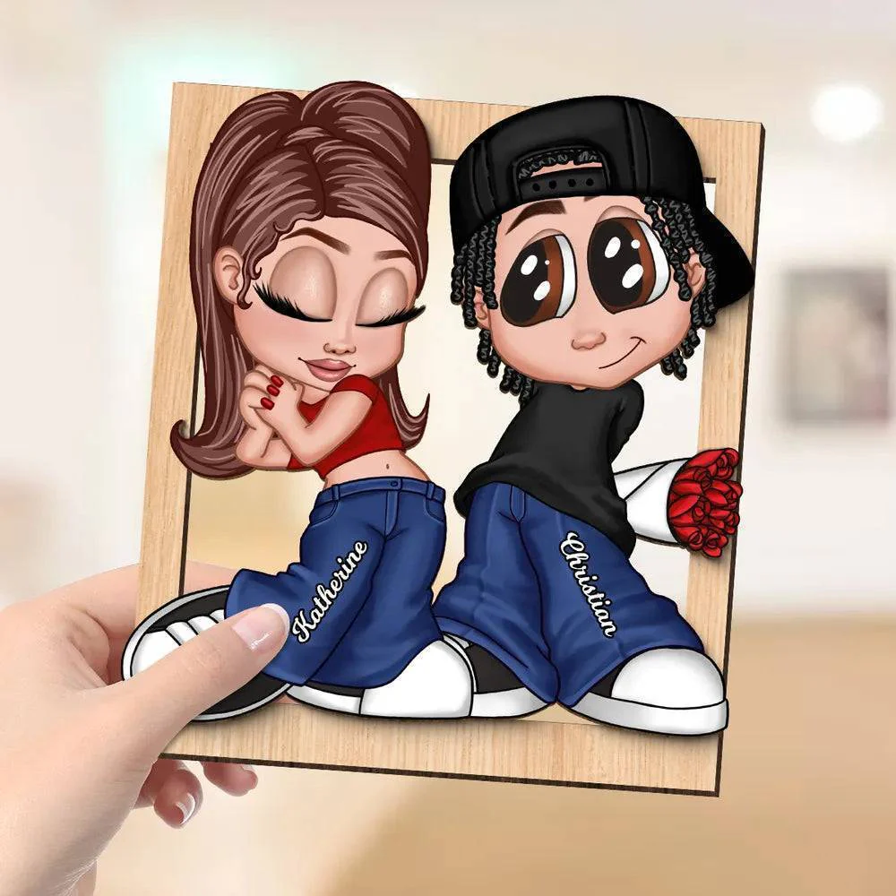 Forever Us - Custom Y2K Couple's Moment Frame - Handcrafted 2-Layer Wooden Plaque for Him & Her - Image 4