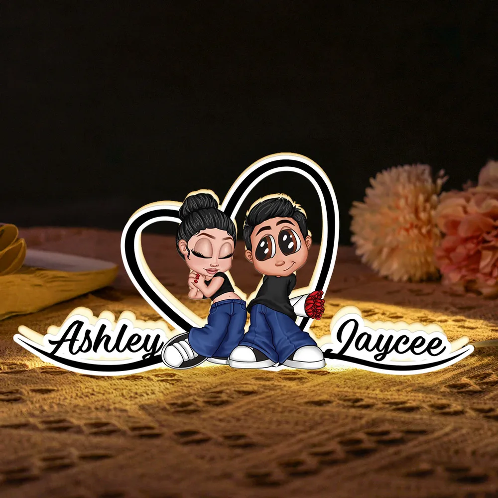 Custom LED Plaque - Adorable Couple with Romantic Heart Scene - Unique Gift for Boyfriend & Girlfriend - Image 4