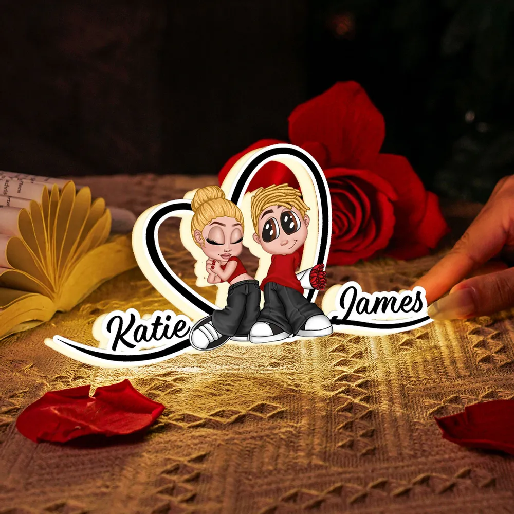 Custom LED Plaque - Adorable Couple with Romantic Heart Scene - Unique Gift for Boyfriend & Girlfriend - Image 7