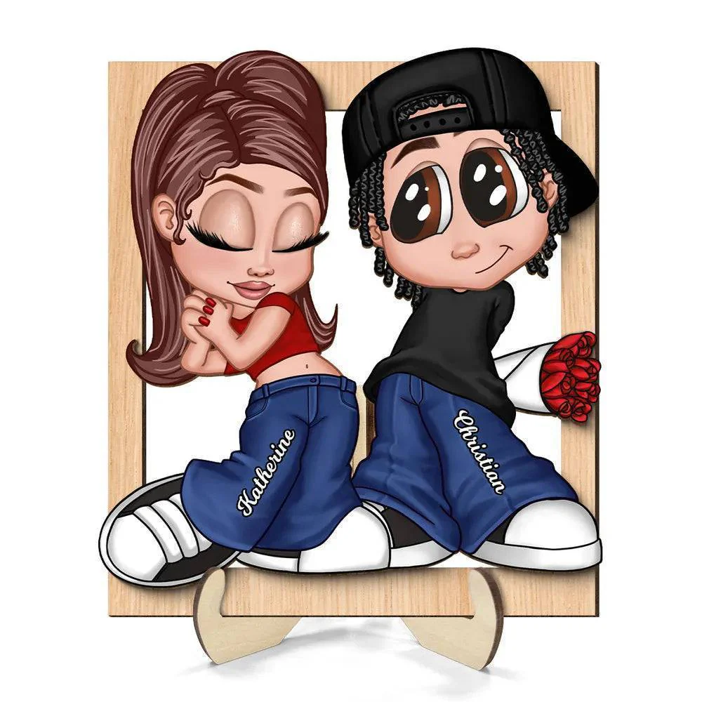 Forever Us - Custom Y2K Couple's Moment Frame - Handcrafted 2-Layer Wooden Plaque for Him & Her