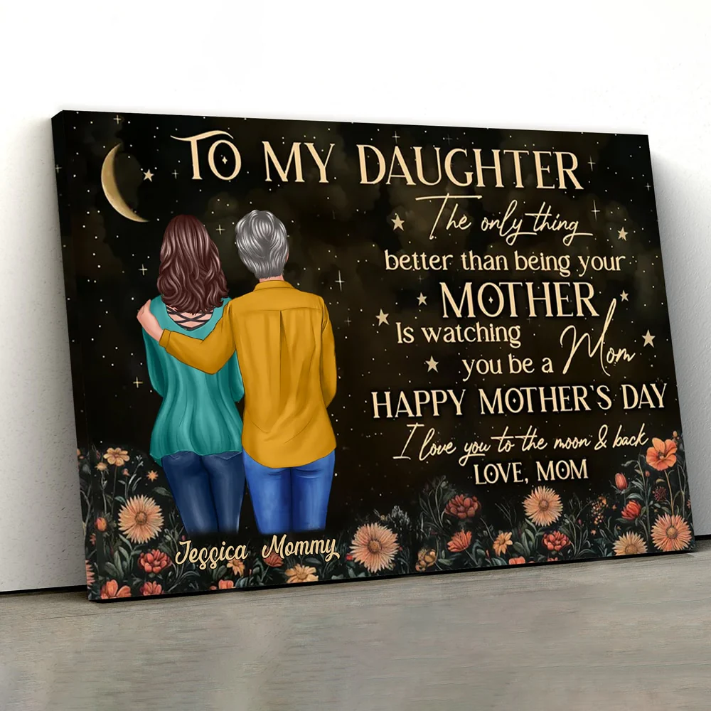 Vintage Floral Moon To My Daughter From Mom Happy Mother's Day Personalized Poster, Keychain, Plaque, Pillow, Ornament & More, Heartfelt Mother's Day Gift for Daughter - Image 4