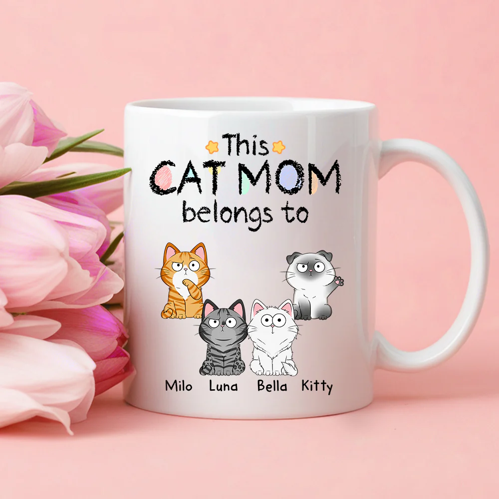 Personalized Cat Mom Keychain - Custom Acrylic Keychain, Cute Cat Illustration, Gift for Cat Lovers - Image 5