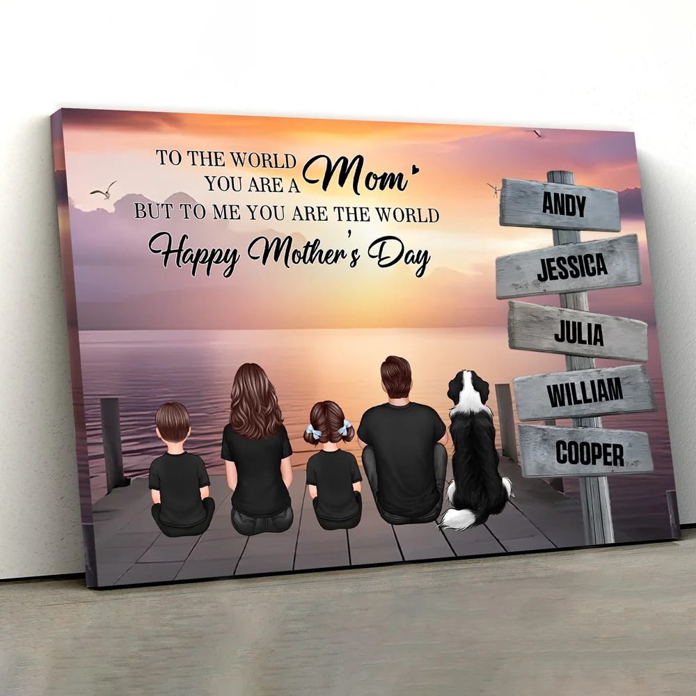 Mom To Us You Are The World Personalized Poster, Custom Family Back View Art, Thoughtful Gift for Mom and Family - Image 3