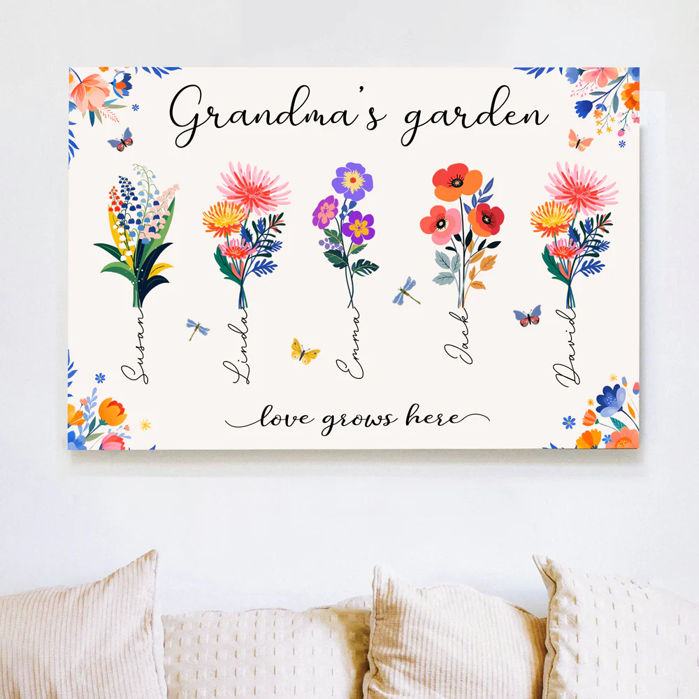 Personalized Grandma’s Garden Poster - Custom Grandkids’ Names & Flowers - Family Gift for Grandmother - Image 10