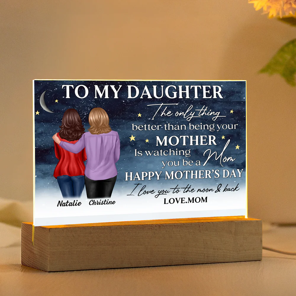 Starry Night To My Daughter – Personalized Plaque, Poster, Keychain, Pillow, Mug & More, Happy Mother’s Day Gift from Mom - Image 3