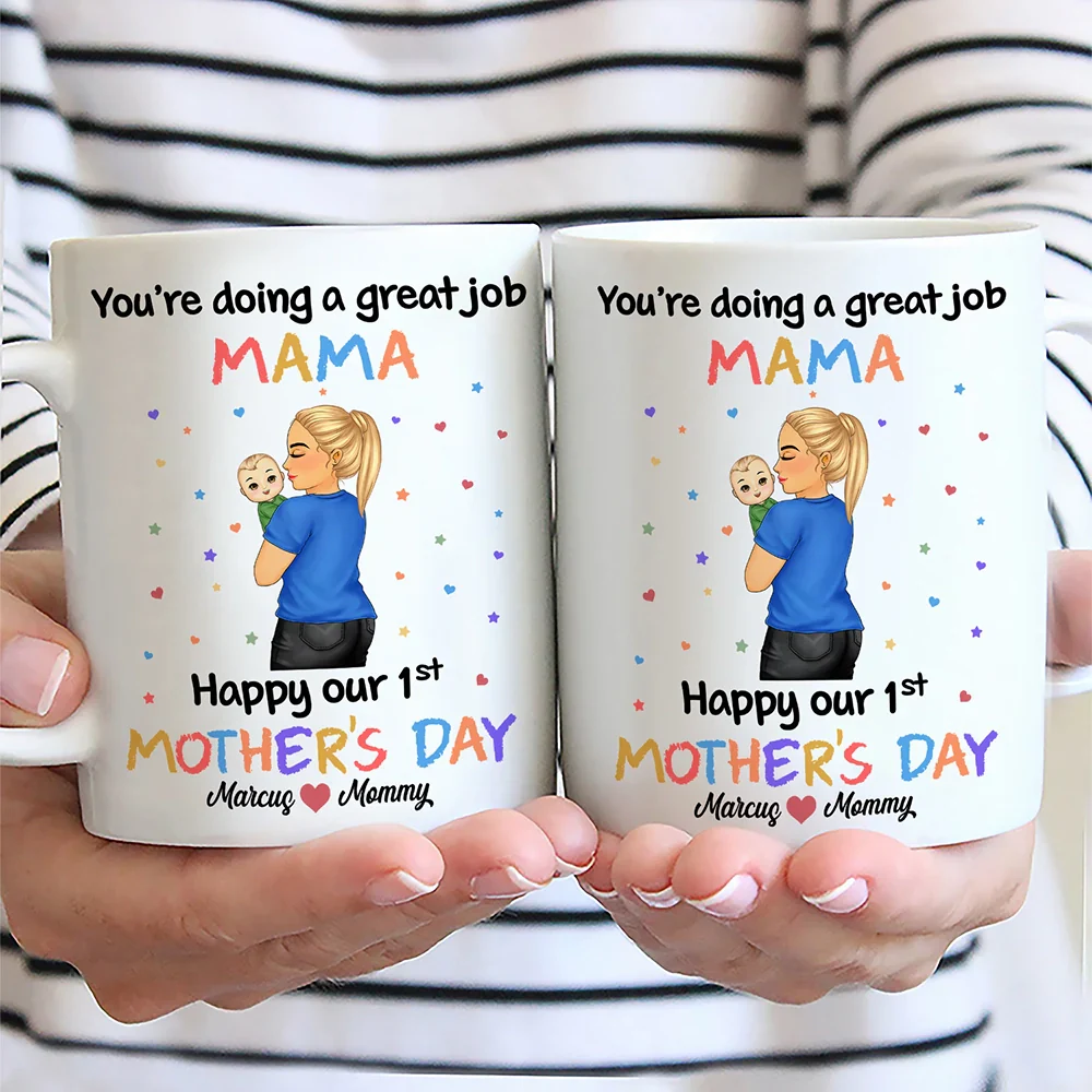 You're Doing a Great Job Mommy Personalized Two-Tone Mug, Happy Mother's Day Gift For Wife, Heartfelt Gift for New Moms, Customizable White Ceramic Mug & Two-Tone Mug - Image 6