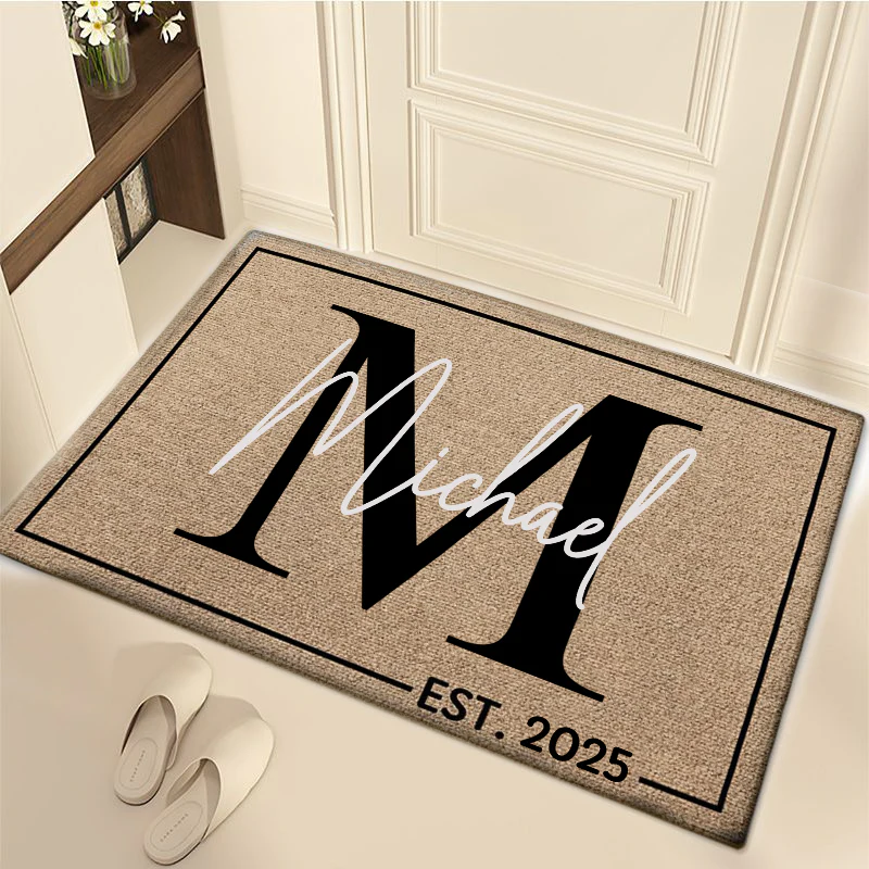 Personalized Family Name Doormat - Custom Monogram Entrance Doormat - Housewarming Gift for Homeowners