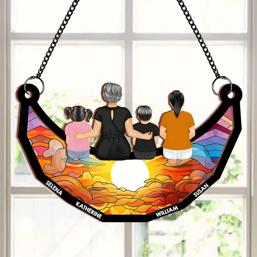 Custom Grandkids & Grandma Moon Ornament - Personalized Family Gift - Image 3