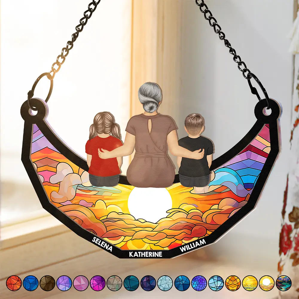 Custom Grandkids & Grandma Moon Ornament - Personalized Family Gift - Image 4