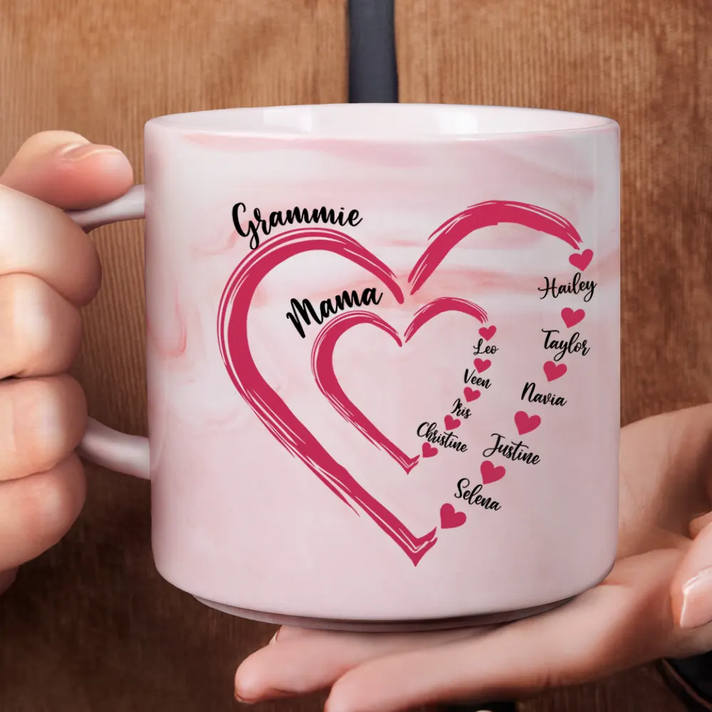 Mom Grandma Sweethearts – Personalized Marble Mug with Custom Family Names, Thoughtful Gift for Mother's Day - Image 7