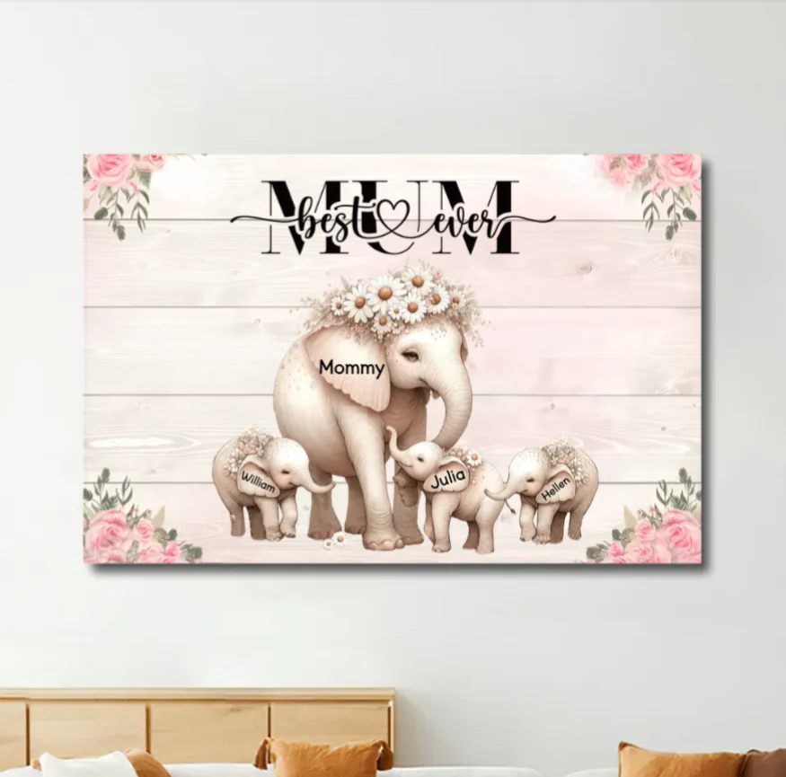 Personalized Mom Elephant Ornament – Custom Car Hanger for Mother - Image 7