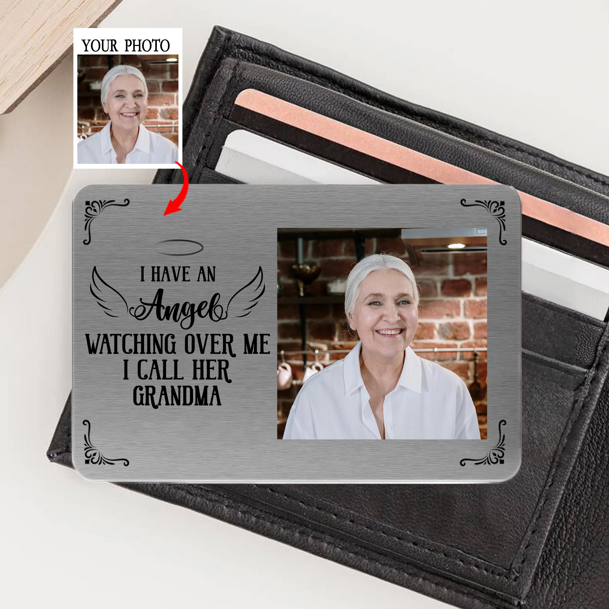 Custom Wallet Card – Forever Guardian Angel, A Special Gift for Remembering Loved Ones