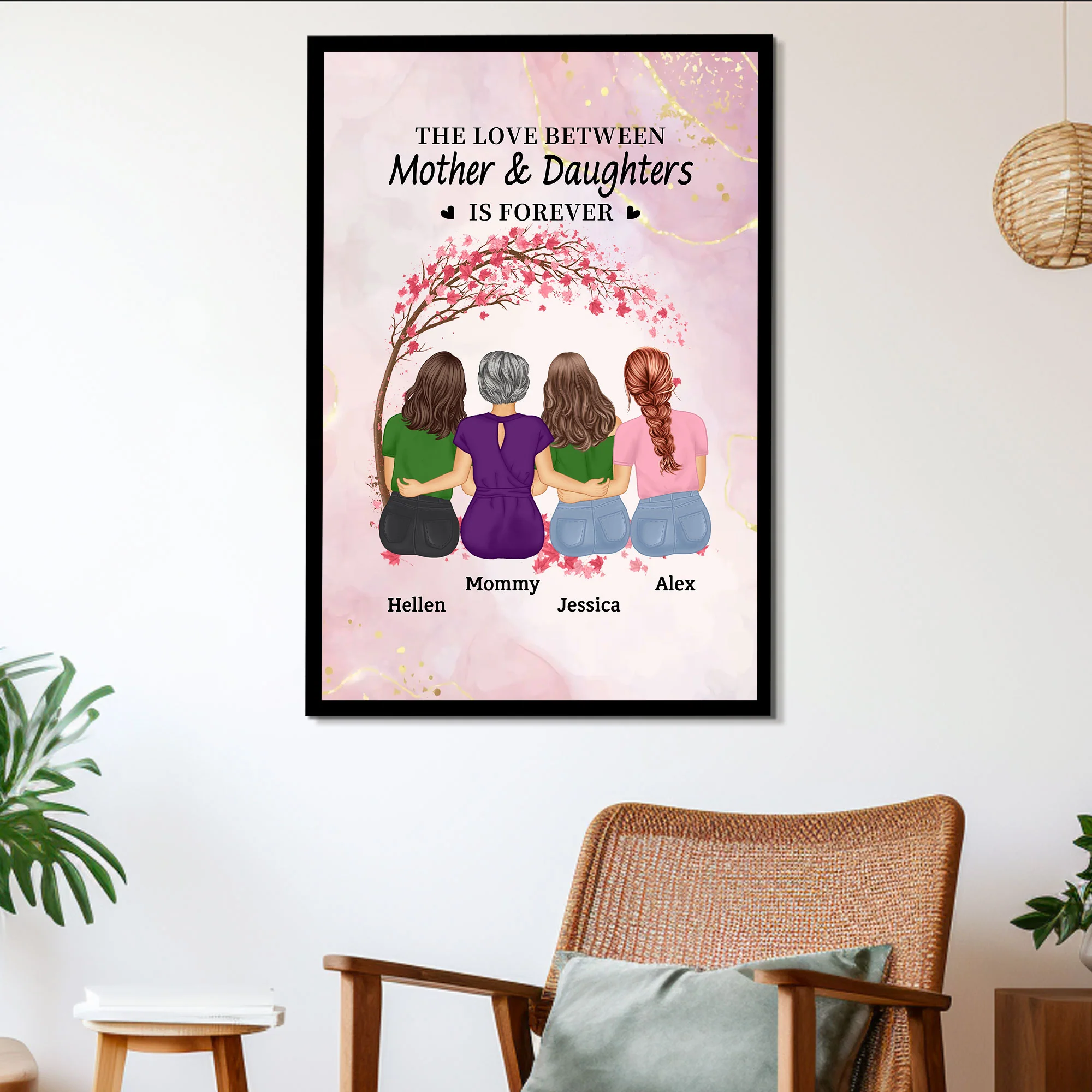 The Love Between Mother & Daughters Is Forever - Personalized Poster Gift for Mom, Custom Gift for Mother and Daughters - Image 3