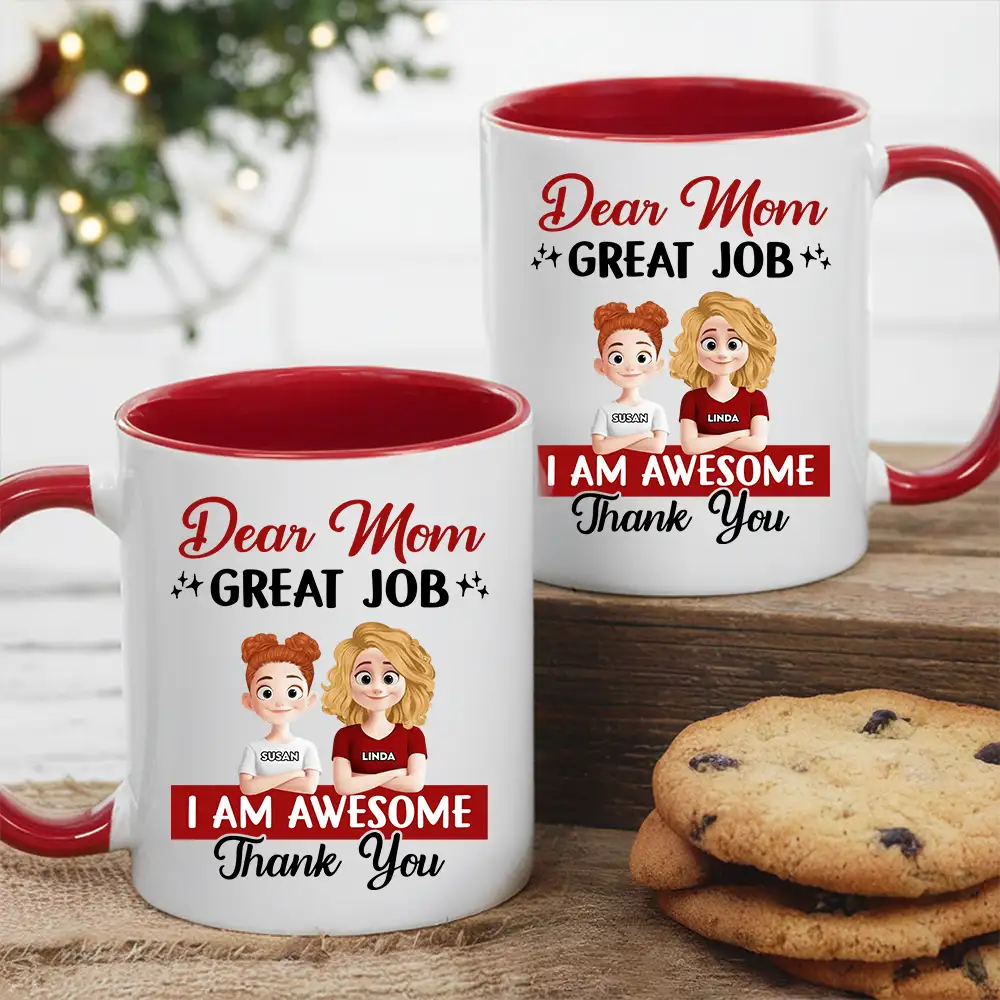 Funny Mom Coffee Mug - “Dear Mom, Great Job” Personalized Ceramic Mug with Custom Kid Design - Image 6
