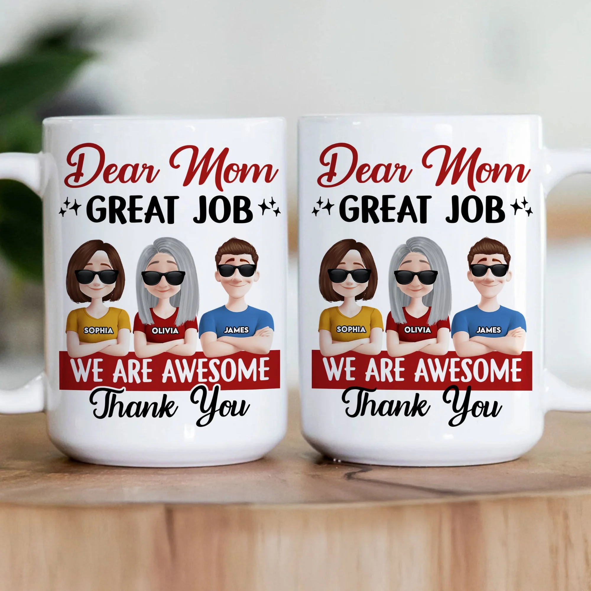 Funny Mom Coffee Mug - “Dear Mom, Great Job” Personalized Ceramic Mug with Custom Kid Design - Image 8