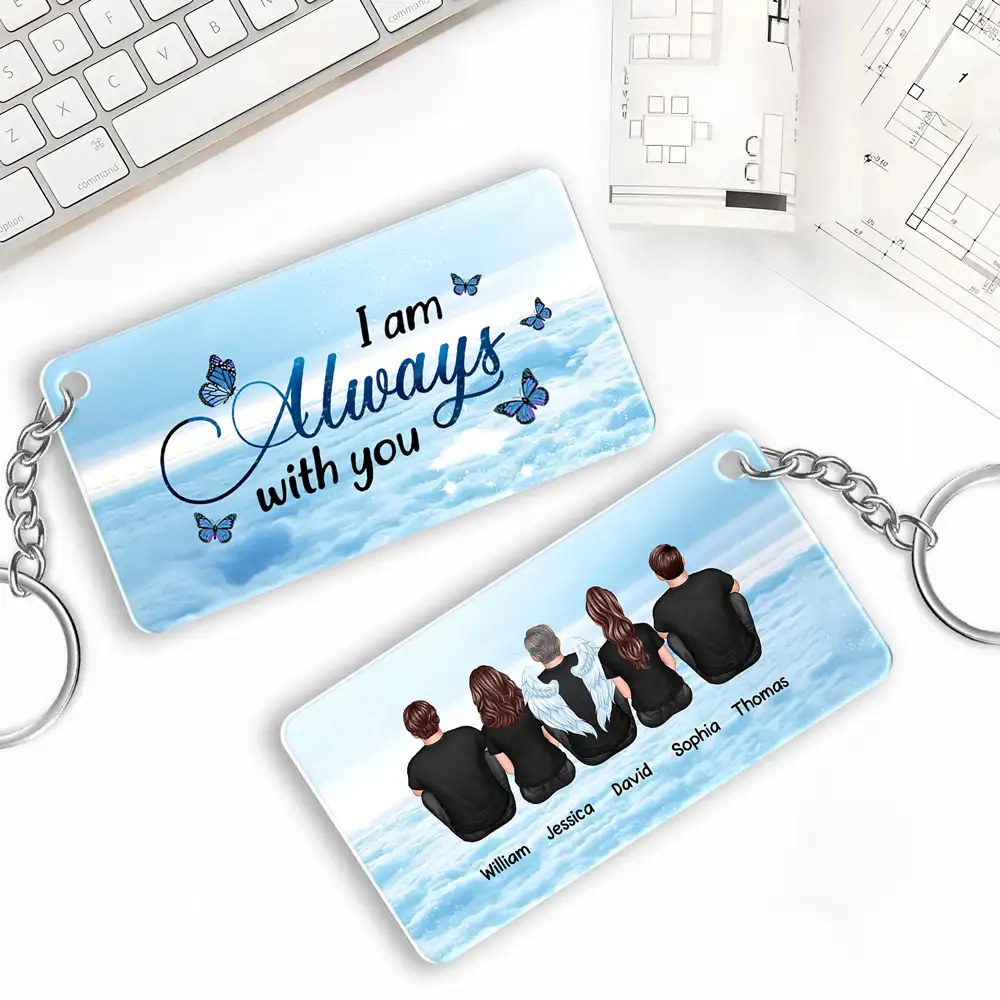 Always With You Grandma Grandpa Dad Mom Kids Dogs Cats Family Memorial Personalized Acrylic Keychain, Sympathy Gift, Remembrance Gift - Image 2