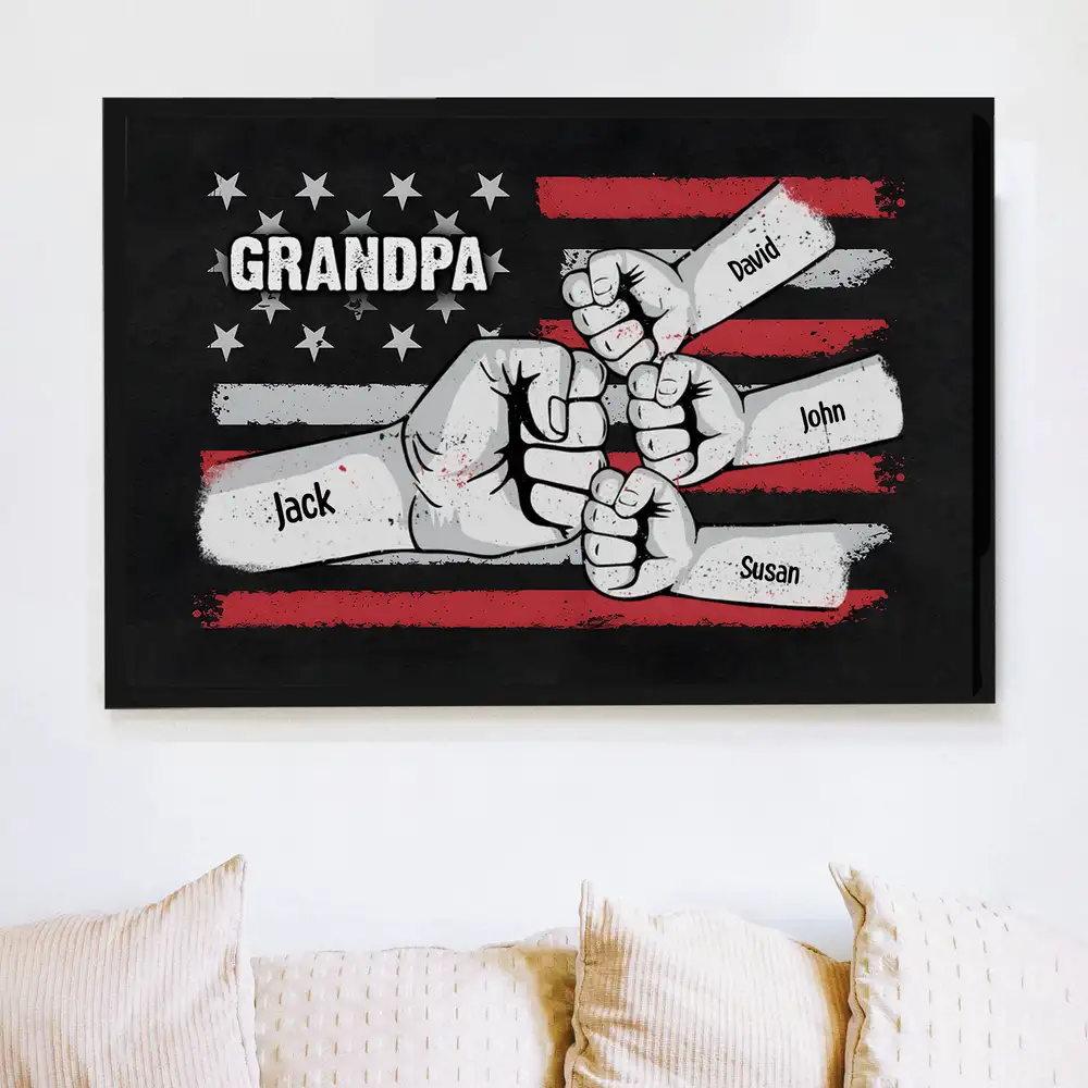 Custom Dad & Kids Fist Bump Canvas Poster - Personalized Father's Day Gift - Image 9