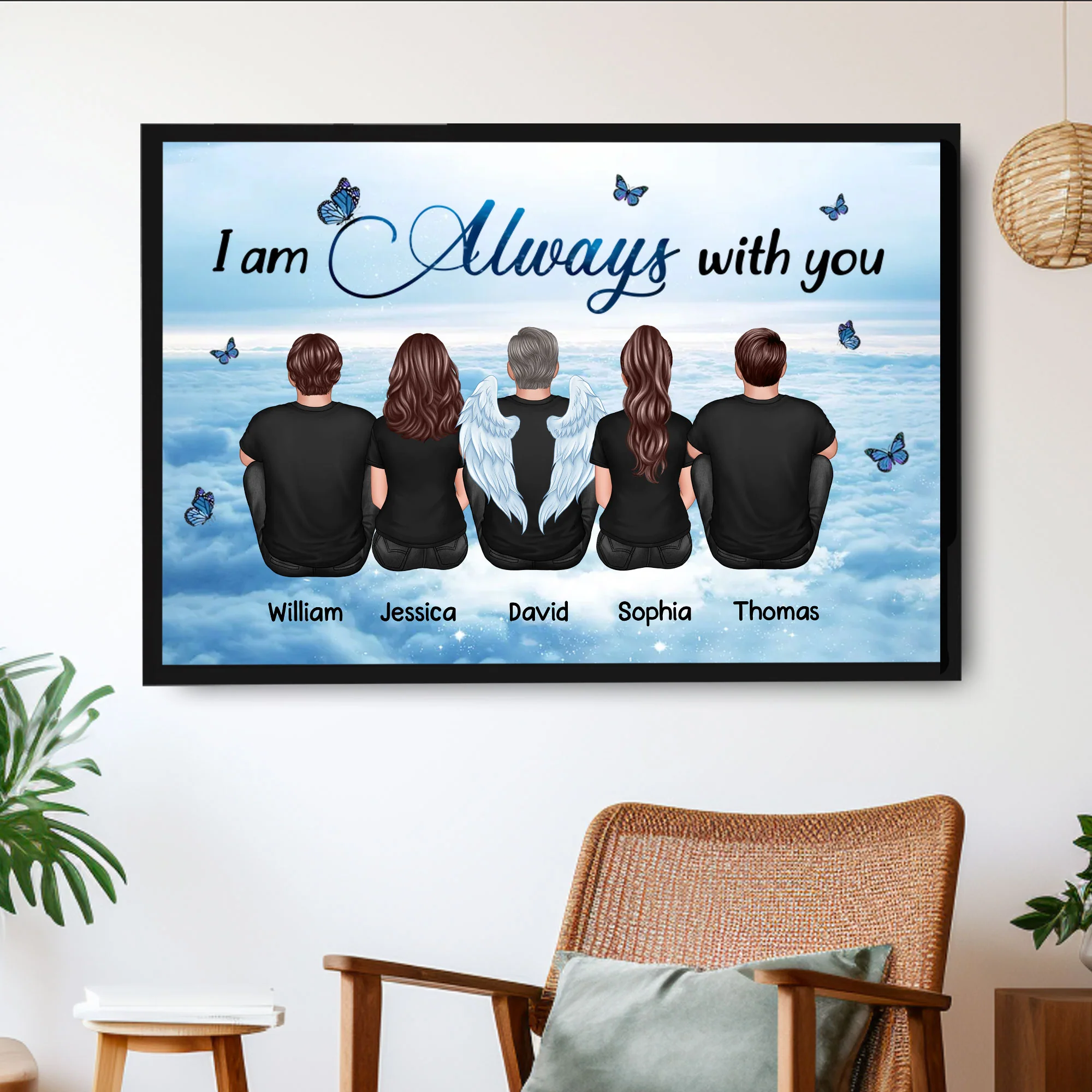 Always With You Grandma Grandpa Dad Mom Kids Dogs Cats Family Memorial Personalized Poster, Sympathy Gift, Remembrance Gift - Image 2