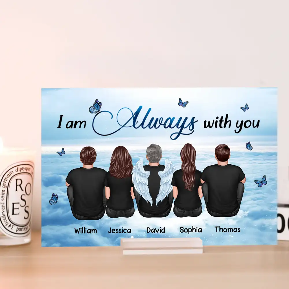 Always With You Grandma Grandpa Dad Mom Kids Dogs Cats Family Memorial Personalized Poster, Sympathy Gift, Remembrance Gift - Image 3