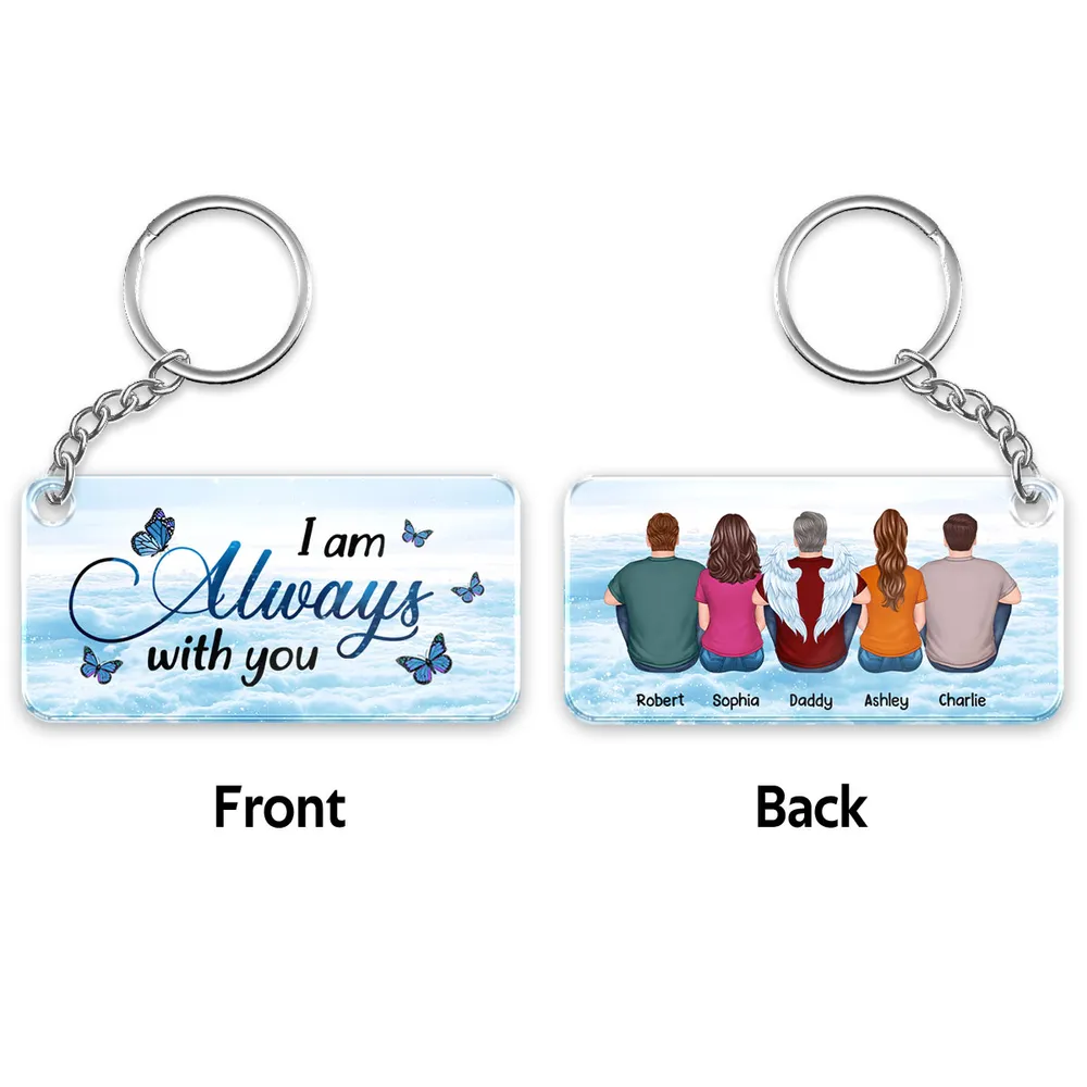 Always With You Grandma Grandpa Dad Mom Kids Dogs Cats Family Memorial Personalized Acrylic Keychain, Sympathy Gift, Remembrance Gift - Image 3