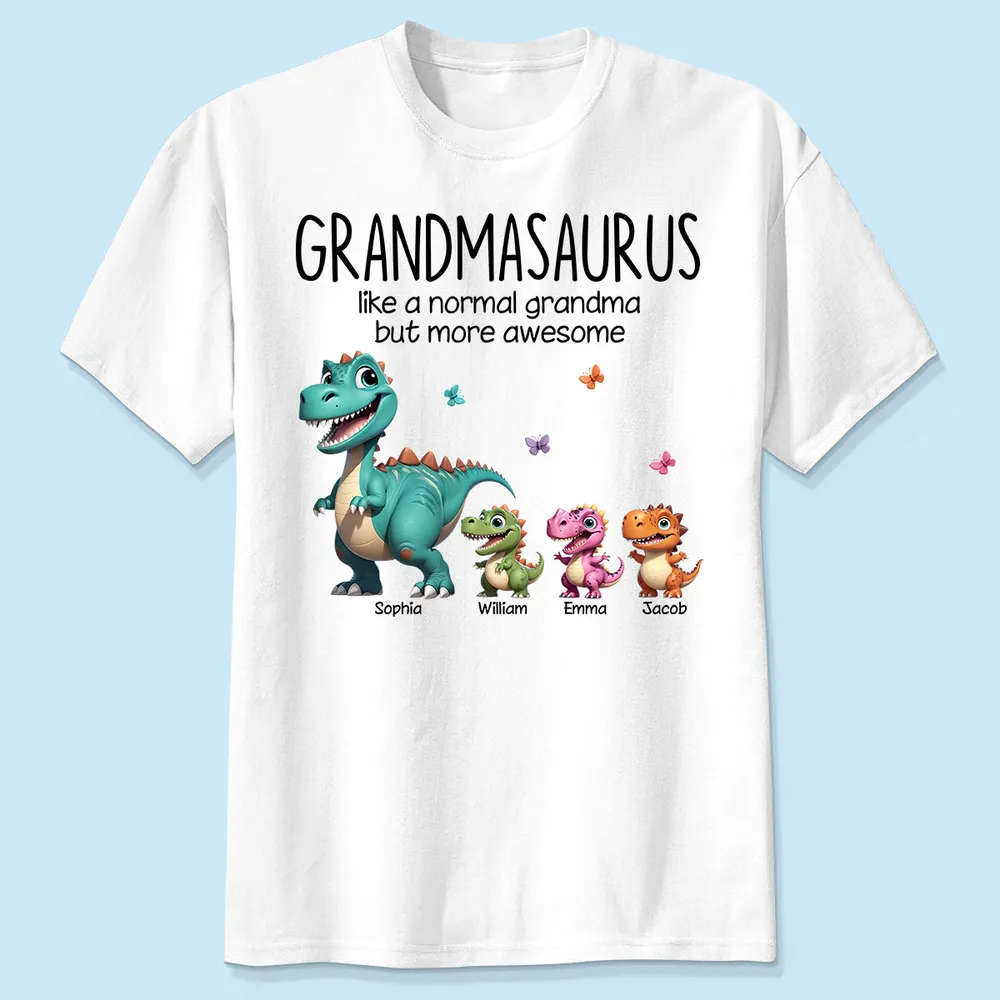 Personalized Classic Tee - Fun Dinosaur Family Design, Ideal Grandmother’s Day Gift for Grandma, Grandkids & Couples - Image 6