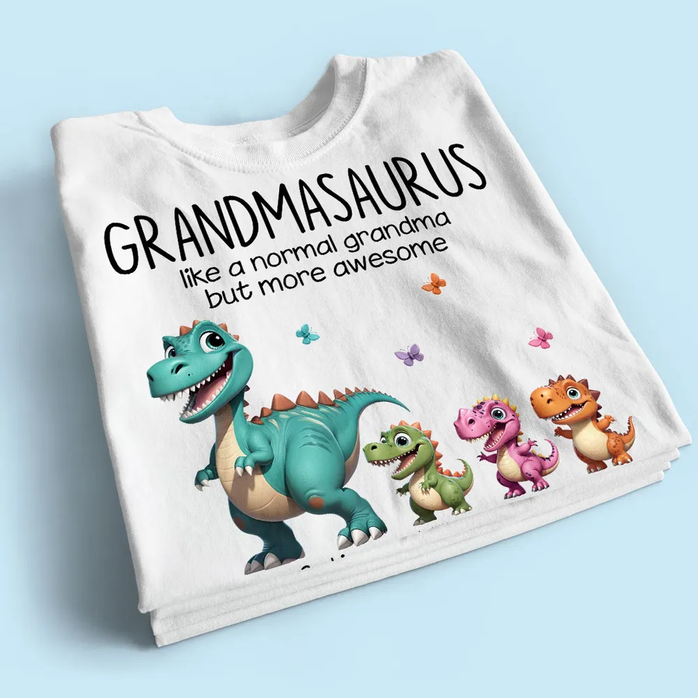 Personalized Classic Tee - Fun Dinosaur Family Design, Ideal Grandmother’s Day Gift for Grandma, Grandkids & Couples - Image 7