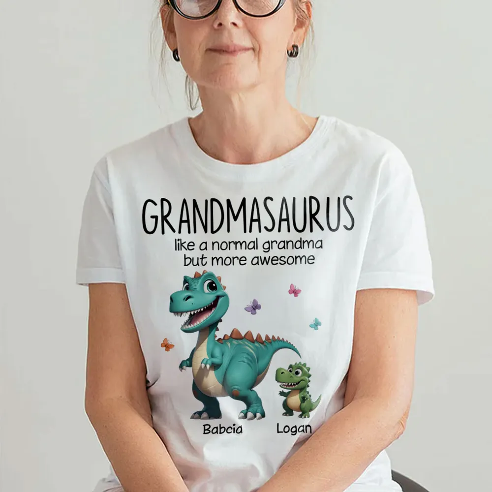 Personalized Classic Tee - Fun Dinosaur Family Design, Ideal Grandmother’s Day Gift for Grandma, Grandkids & Couples - Image 8