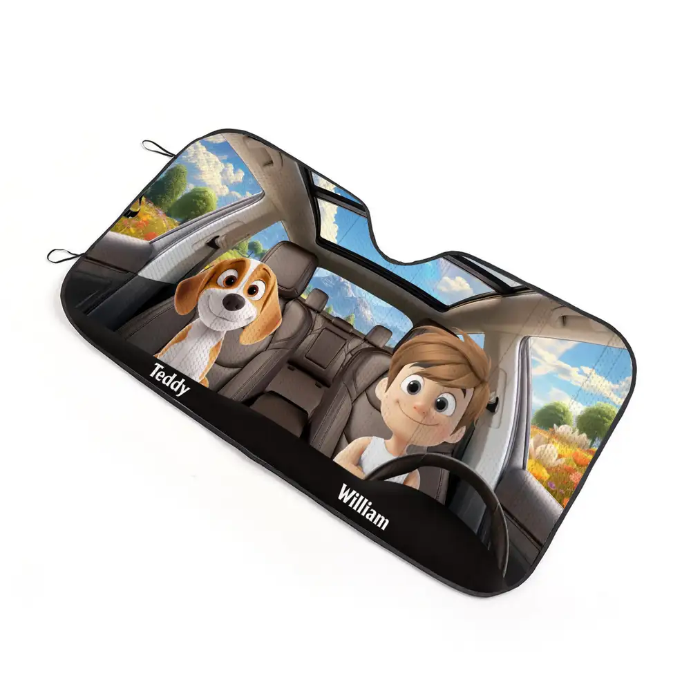 Life Is Better With My Dog - Personalized with Names of Your Loved Ones and Pets for a Fun and Unique Car Windshield Sunshade - Image 2