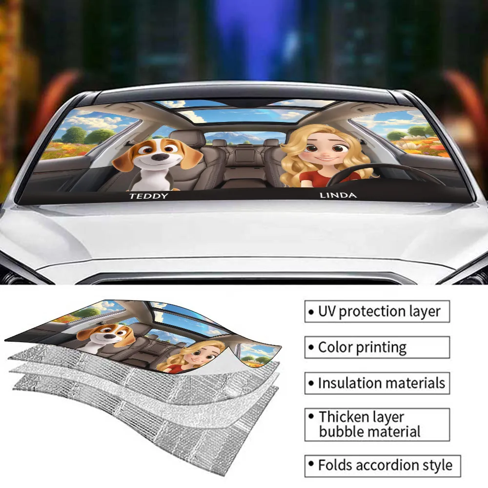 Life Is Better With My Dog - Personalized with Names of Your Loved Ones and Pets for a Fun and Unique Car Windshield Sunshade - Image 8