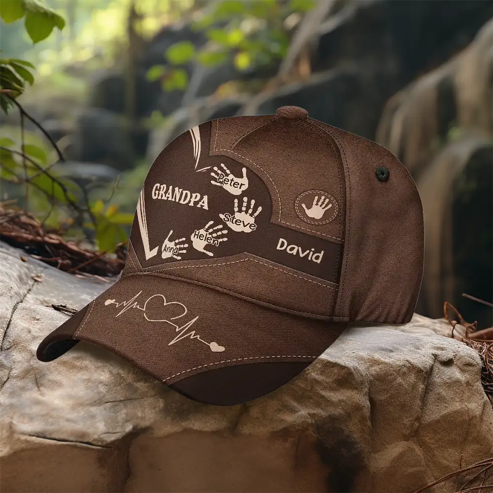 Customized Grandpa Classic Cap with Kids’ Handprints – Sentimental Gift for Father’s Day - Image 3