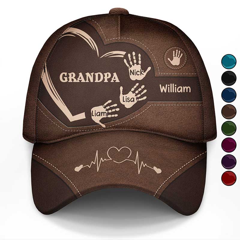 Customized Grandpa Classic Cap with Kids’ Handprints – Sentimental Gift for Father’s Day - Image 4
