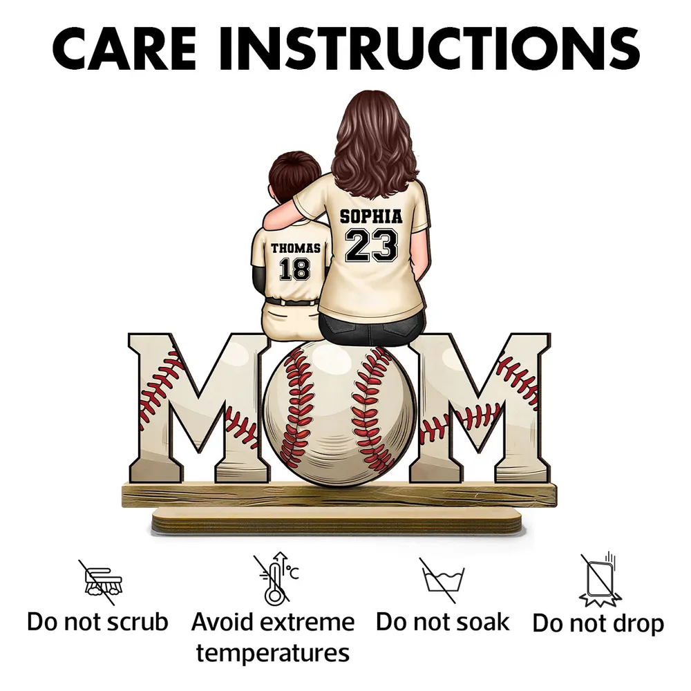 Mother and Son Baseball Moment – Personalized Wooden Plaque with Customizable Names and Numbers – Perfect Gift for Mom on Mother's Day - Image 5