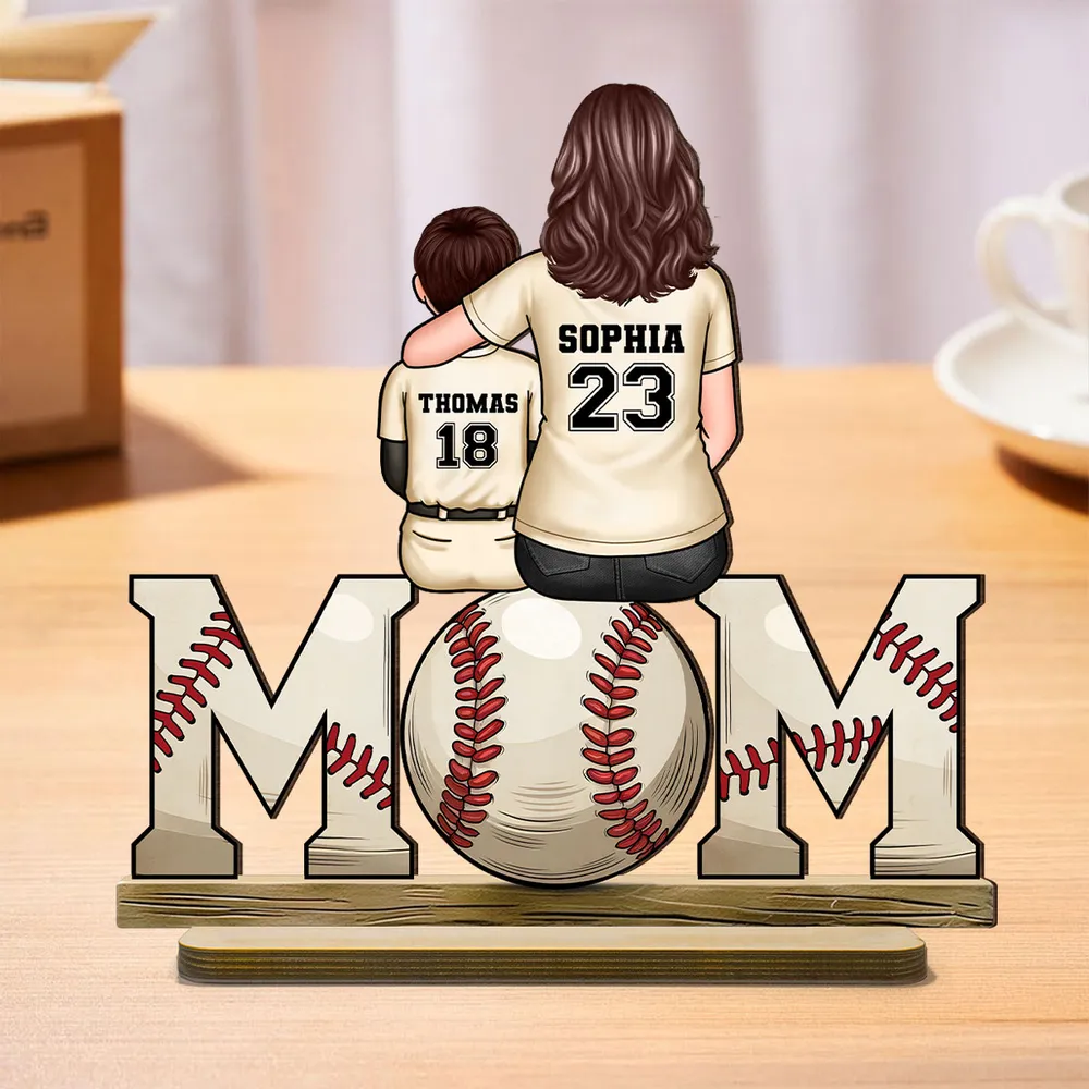 Mother and Son Baseball Moment – Personalized Wooden Plaque with Customizable Names and Numbers – Perfect Gift for Mom on Mother's Day - Image 6